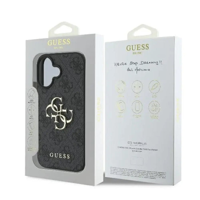 Калъф Guess 4G с голямо лого за iPhone 16 - черен