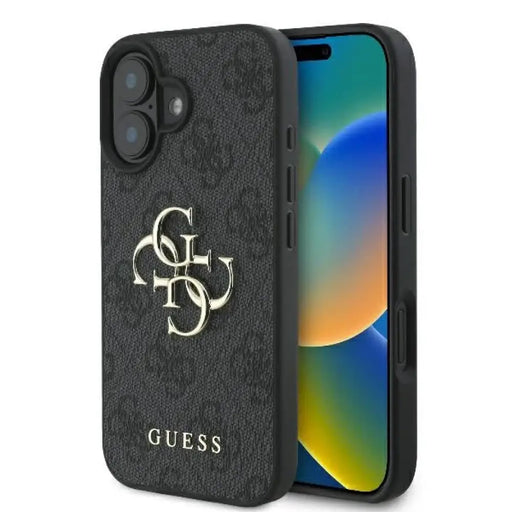 Калъф Guess 4G с голямо лого за iPhone 16 - черен