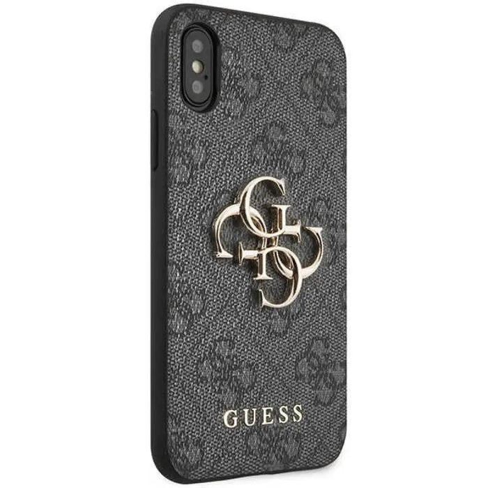 Калъф Guess 4G с голямо метално лого за iPhone X/XS - сив