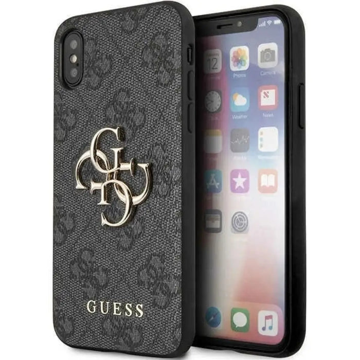 Калъф Guess 4G с голямо метално лого за iPhone X/XS - сив