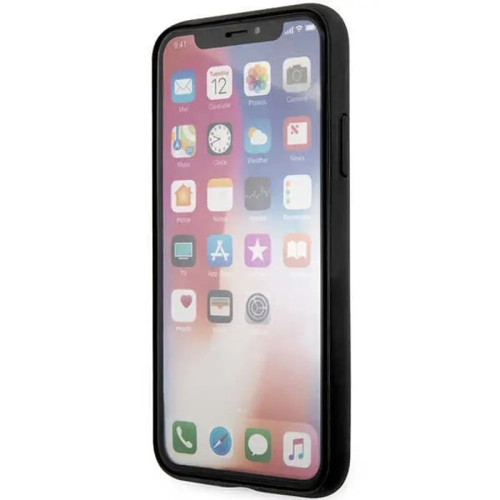 Калъф Guess 4G с голямо метално лого за iPhone X/XS - сив
