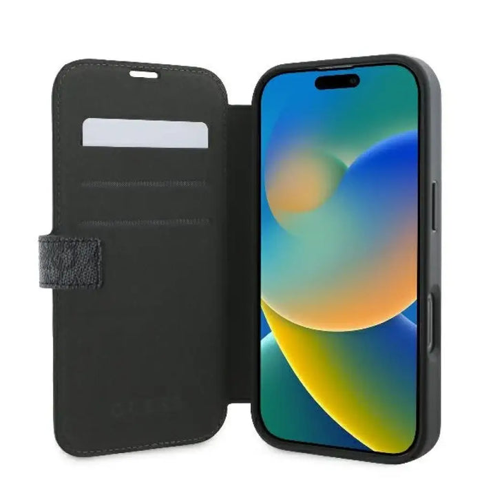 Калъф Guess 4G с метално лого за iPhone 16 Pro - черен