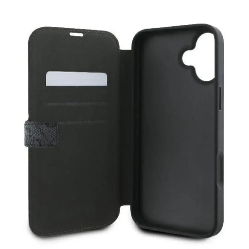 Калъф Guess 4G с метално лого за iPhone 16 Plus - черен