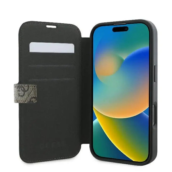 Калъф Guess 4G с метално лого за iPhone 16 Pro Max - кафяв