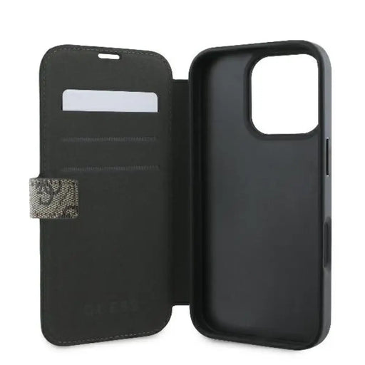 Калъф Guess 4G с метално лого за iPhone 16 Pro - кафяв