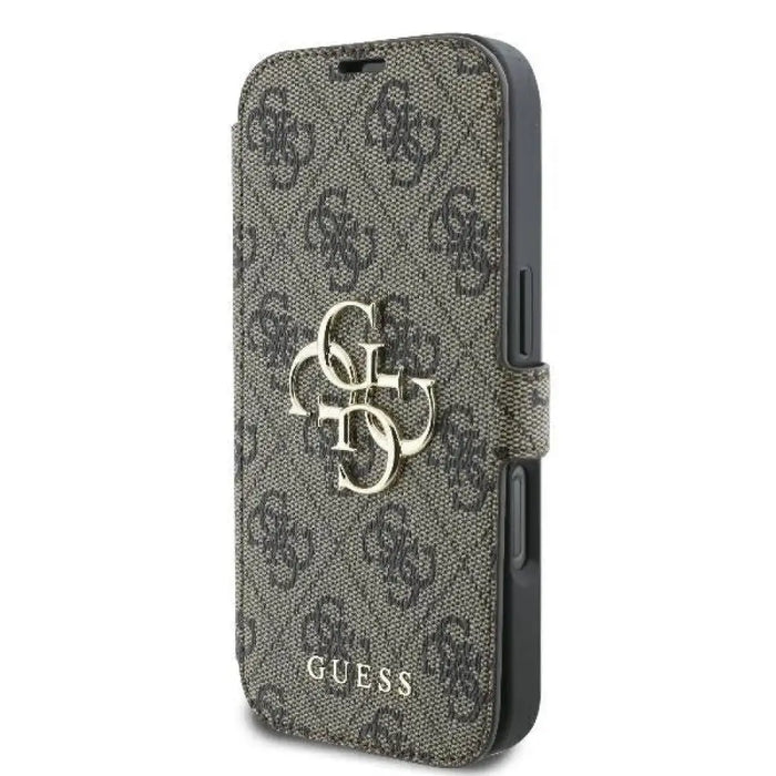Калъф Guess 4G с метално лого за iPhone 16 Pro - кафяв