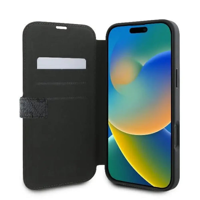 Калъф Guess 4G с метално лого за iPhone 16 Plus - черен