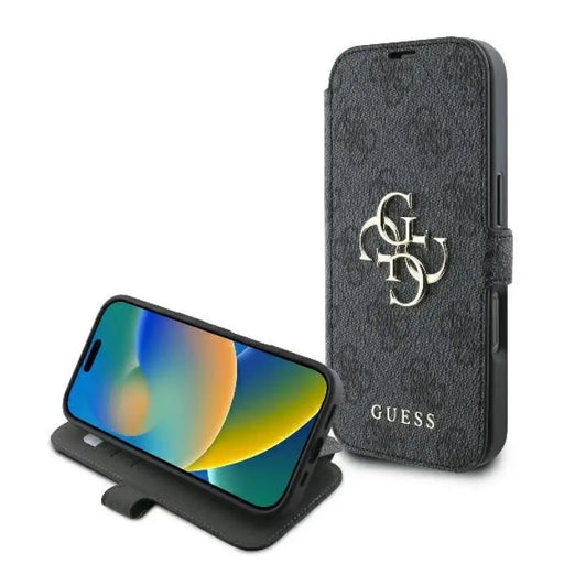 Калъф Guess 4G с метално лого за iPhone 16 Pro - черен