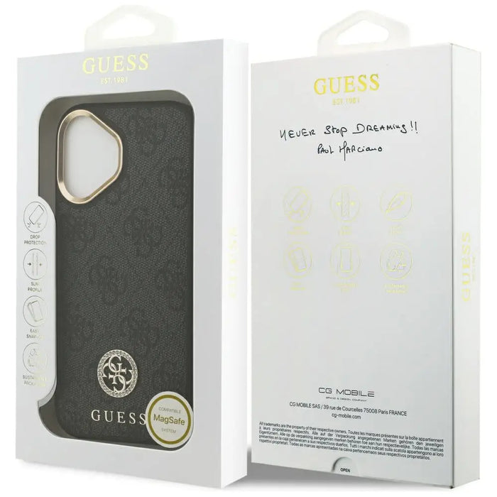 Калъф Guess 4G Strass Logo MagSafe за iPhone 17 - черен