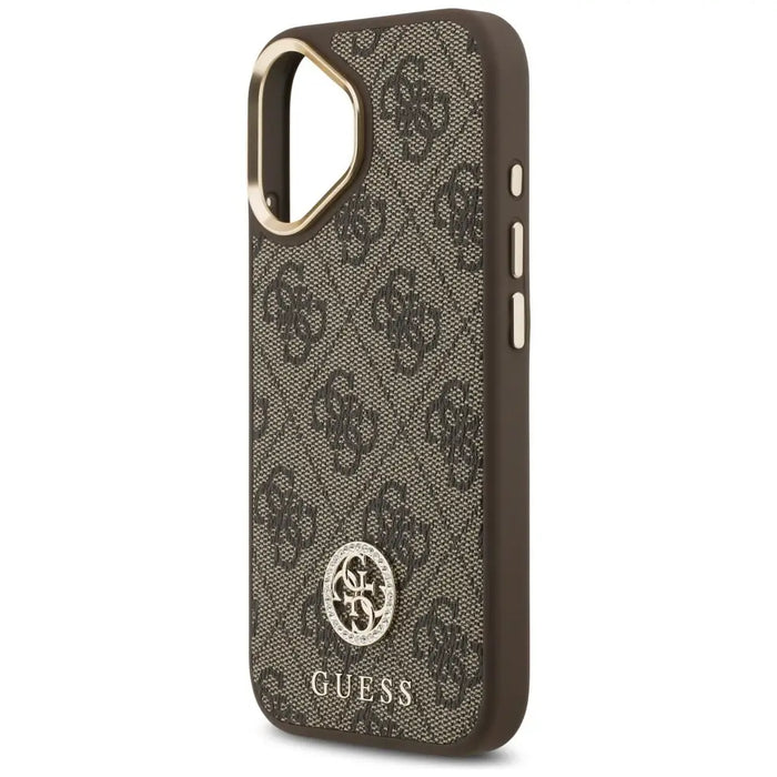 Калъф Guess 4G Strass Logo MagSafe за iPhone 17 - кафяв