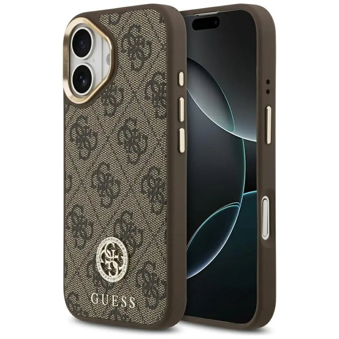 Калъф Guess 4G Strass Logo MagSafe за iPhone 17 - кафяв