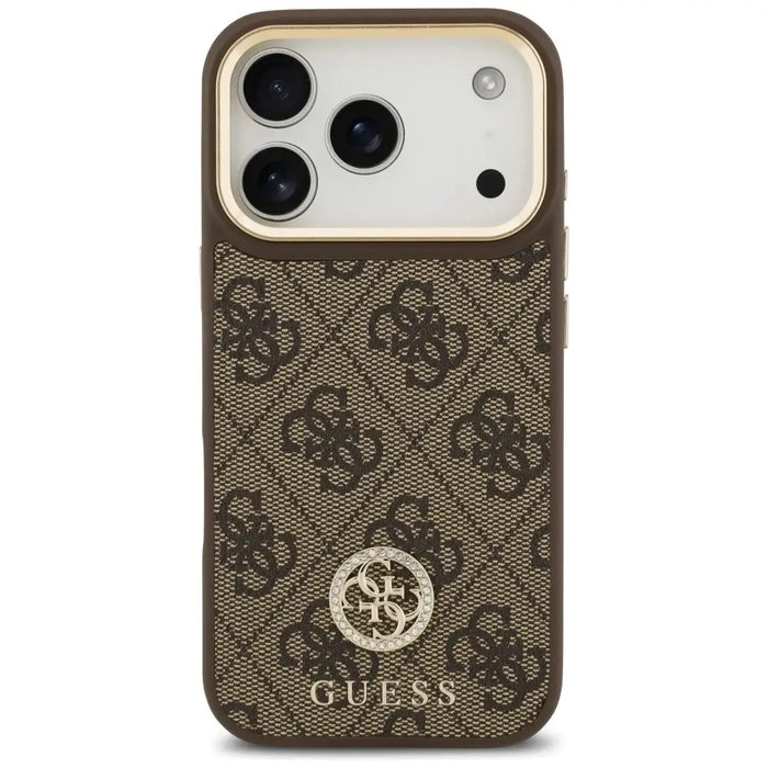 Калъф Guess 4G Strass Logo MagSafe за iPhone 17 Pro - кафяв