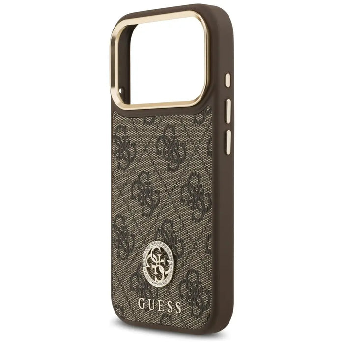 Калъф Guess 4G Strass Logo MagSafe за iPhone 17 Pro - кафяв