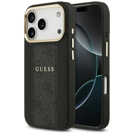 Калъф Guess 4G Stripe MagSafe за iPhone 17 Pro - черен