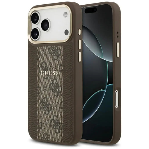 Калъф Guess 4G Stripe MagSafe за iPhone 17 Pro Max - кафяв