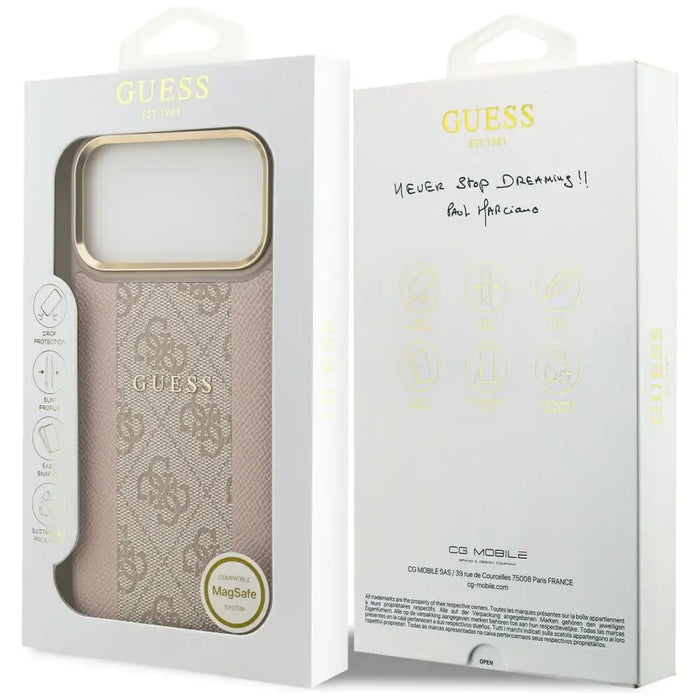 Калъф Guess 4G Stripe MagSafe за iPhone 17 Pro Max - розов