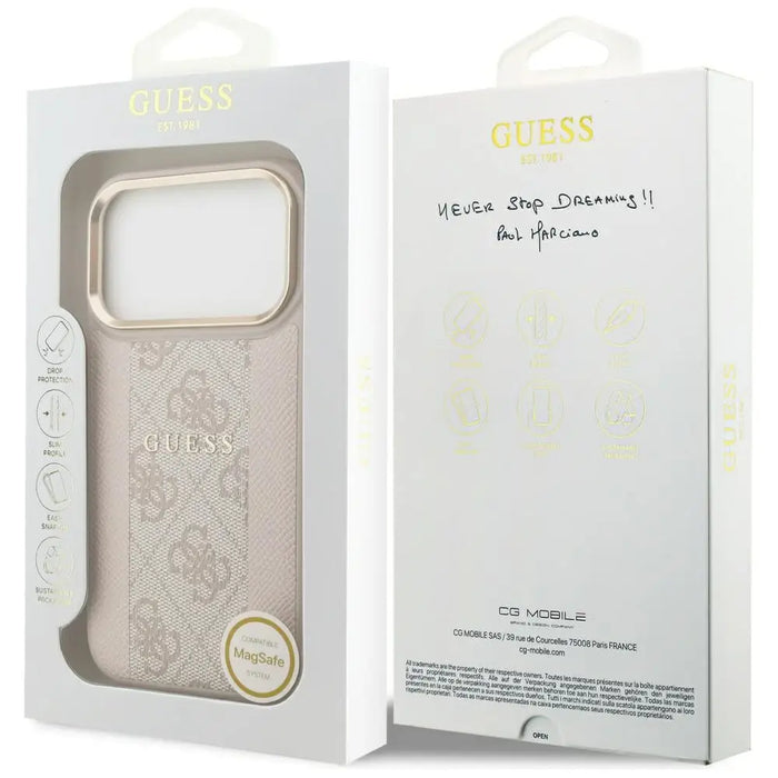 Калъф Guess 4G Stripe MagSafe за iPhone 17 Pro - розов