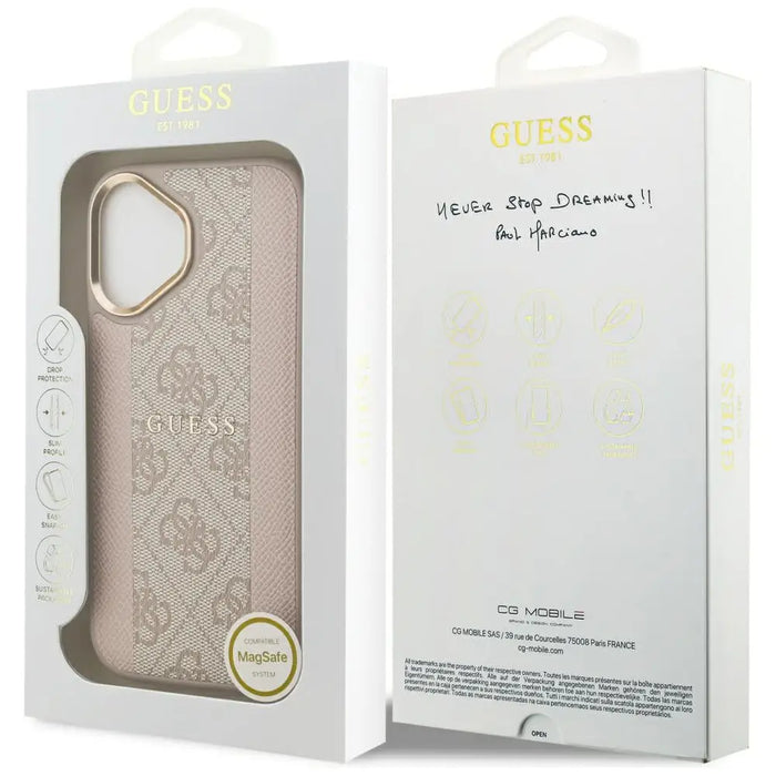 Калъф Guess 4G Stripe MagSafe за iPhone 17 - розов