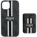Калъф Guess 4G Stripes с портфейл Magsafe за iPhone 15 черен