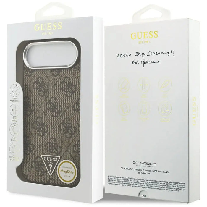 Калъф Guess 4G Triangle Logo MagSafe за iPhone Air - кафяв
