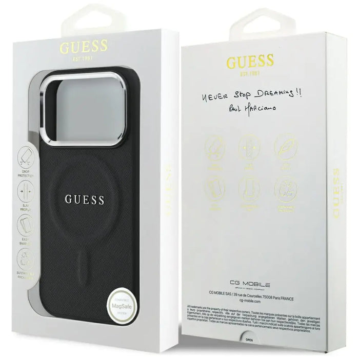 Калъф Guess Classic Logo MagSafe за iPhone 17 Pro - черен
