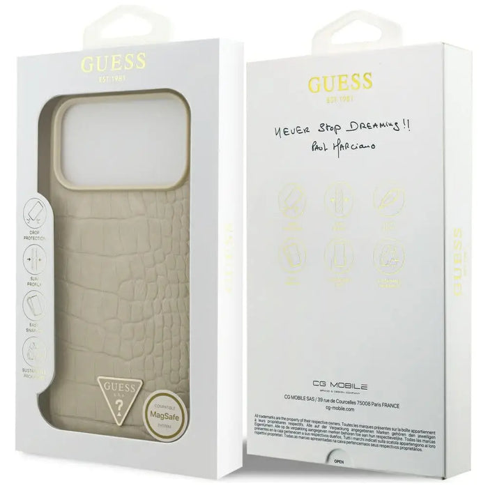 Калъф Guess Croco Triangle Logo MagSafe за iPhone 17 Pro
