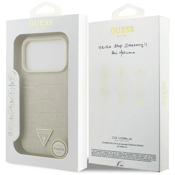 Калъф Guess Croco Triangle Logo MagSafe за iPhone 17 Pro
