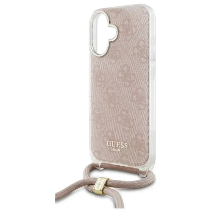 Калъф Guess Crossbody Cord 4G Print iPhone 16 - розов