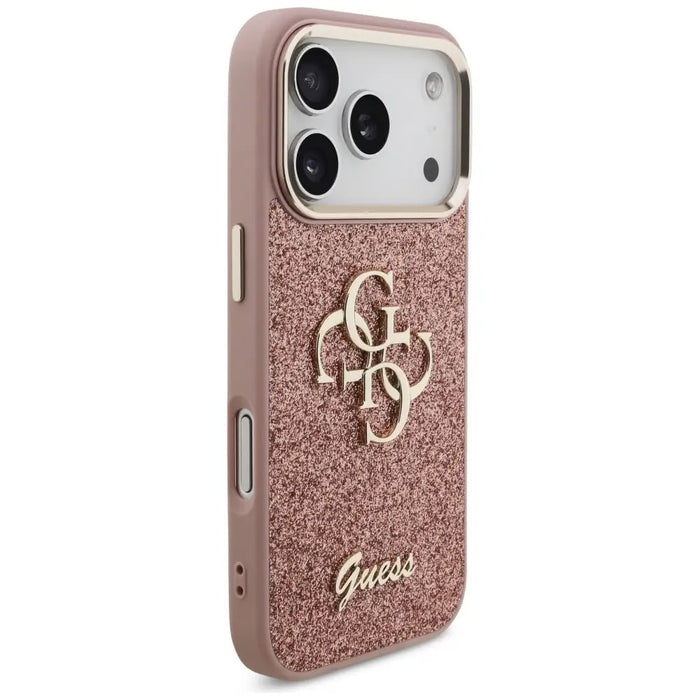 Калъф Guess Fixed Glitter Big 4G с метална рамка за iPhone