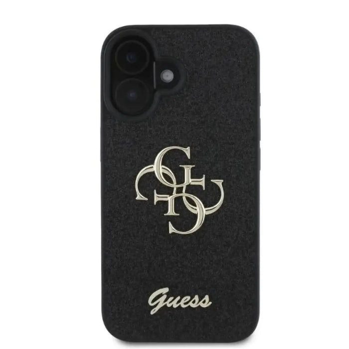 Калъф Guess Fixed Glitter Big 4G за iPhone 16 - черен