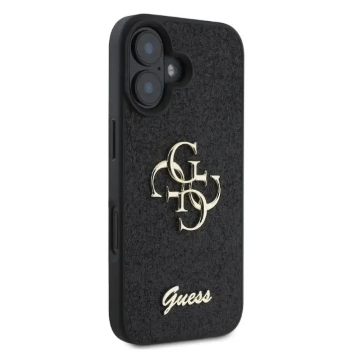 Калъф Guess Fixed Glitter Big 4G за iPhone 16 - черен