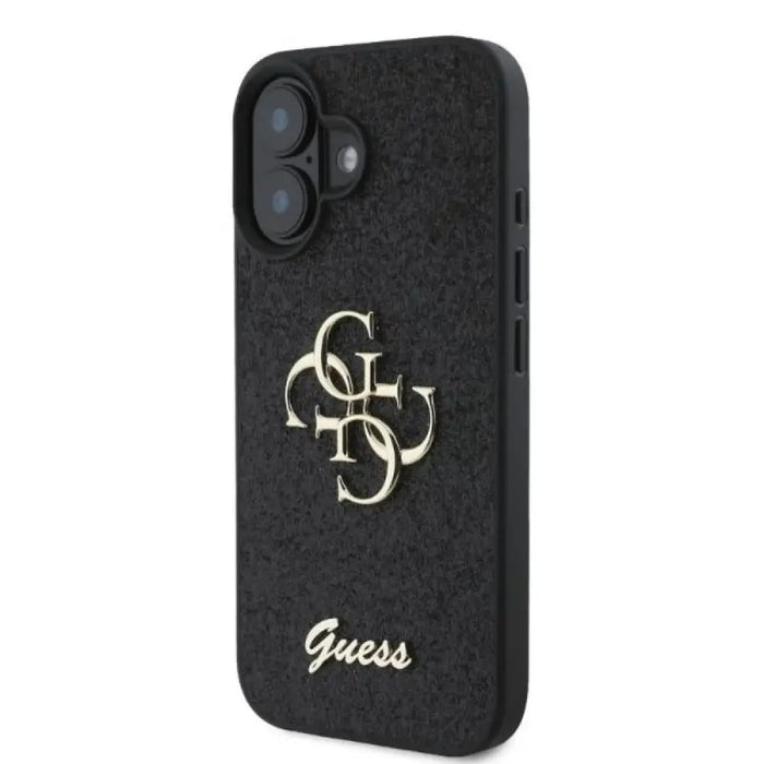 Калъф Guess Fixed Glitter Big 4G за iPhone 16 - черен