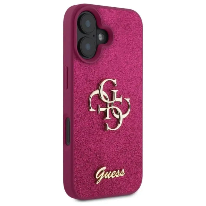 Калъф Guess Fixed Glitter Big 4G за iPhone 16 - лилав