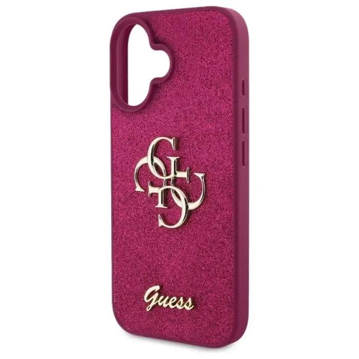 Калъф Guess Fixed Glitter Big 4G за iPhone 16 - лилав