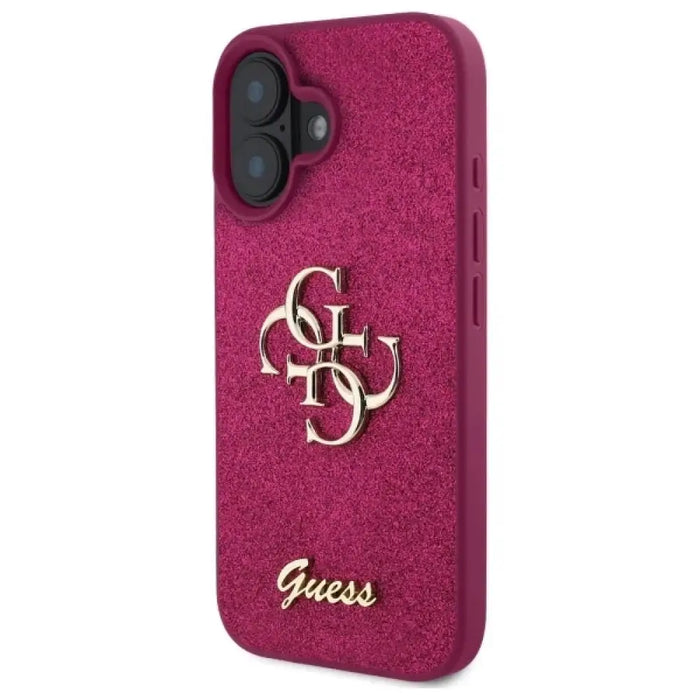 Калъф Guess Fixed Glitter Big 4G за iPhone 16 - лилав