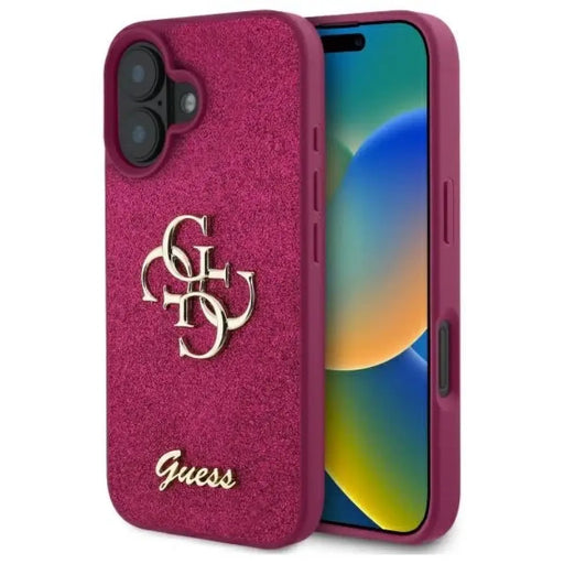 Калъф Guess Fixed Glitter Big 4G за iPhone 16 - лилав