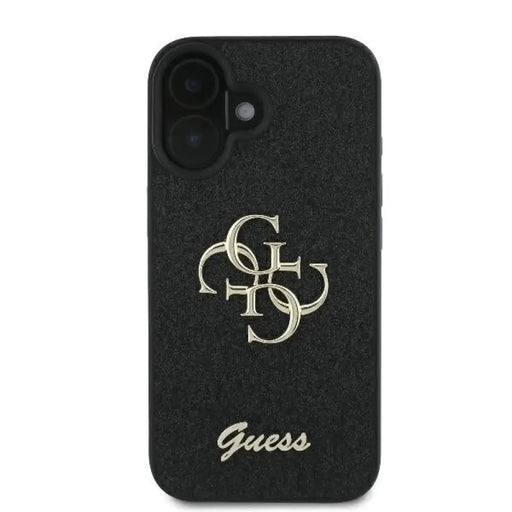 Калъф Guess Fixed Glitter Big 4G за iPhone 16 Plus - черен