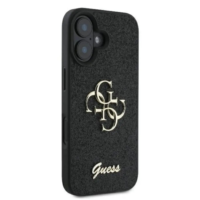 Калъф Guess Fixed Glitter Big 4G за iPhone 16 Plus - черен