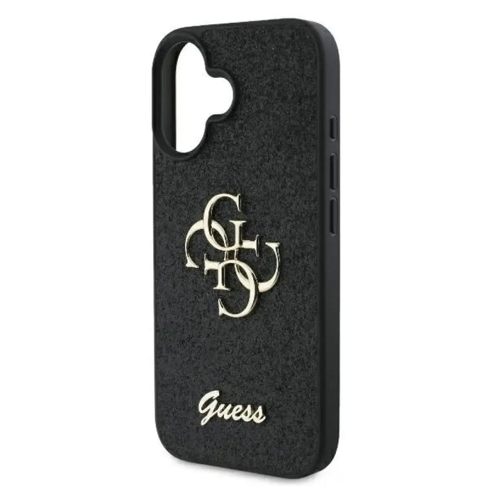 Калъф Guess Fixed Glitter Big 4G за iPhone 16 Plus - черен