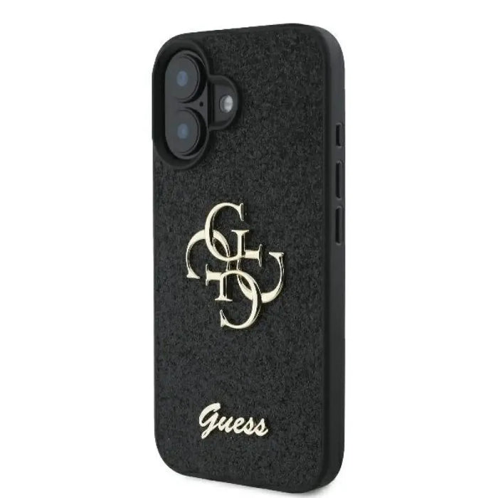 Калъф Guess Fixed Glitter Big 4G за iPhone 16 Plus - черен