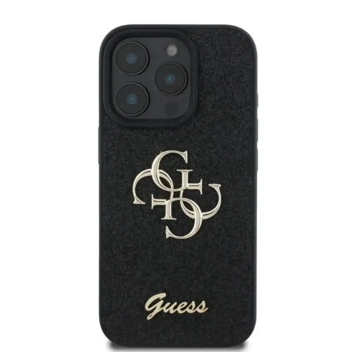 Калъф Guess Fixed Glitter Big 4G за iPhone 16 Pro - черен