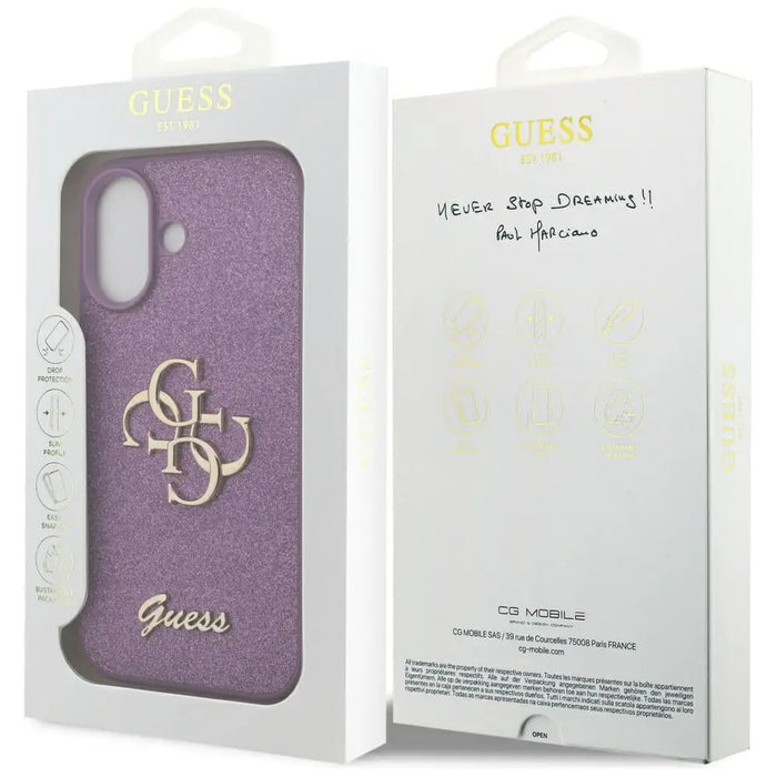 Калъф Guess Fixed Glitter Big 4G за iPhone 17 - лилав