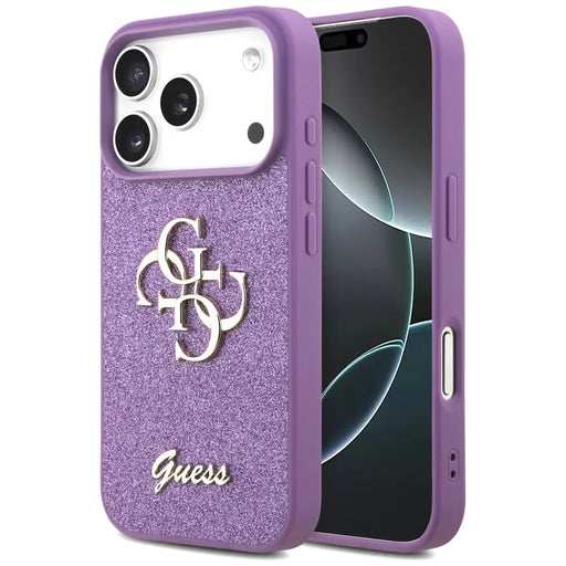 Калъф Guess Fixed Glitter Big 4G за iPhone 17 Pro - лилав