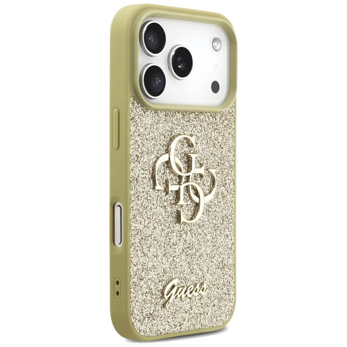 Калъф Guess Fixed Glitter Big 4G за iPhone 17 Pro - златен
