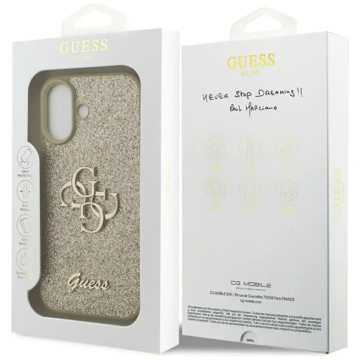 Калъф Guess Fixed Glitter Big 4G за iPhone 17 - златен