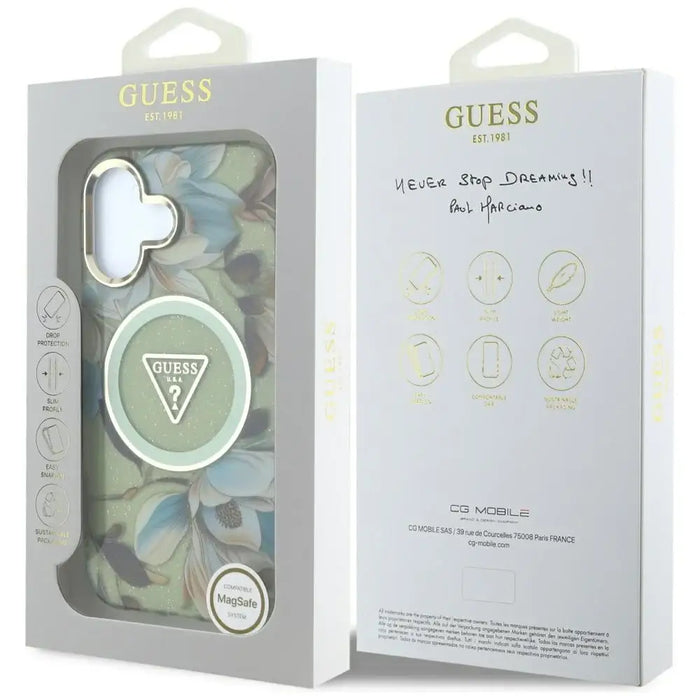 Калъф Guess Glitter Flowers Triangle Buttons MagSafe