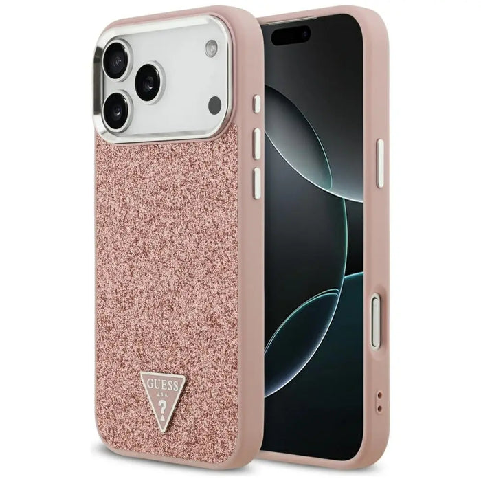 Калъф Guess Glitter Triangle Logo MagSafe за iPhone 17 Pro