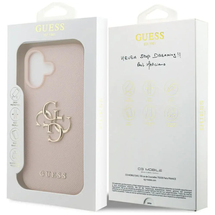 Калъф Guess Grained Big 4G & Classic Logo iPhone 17 - розов