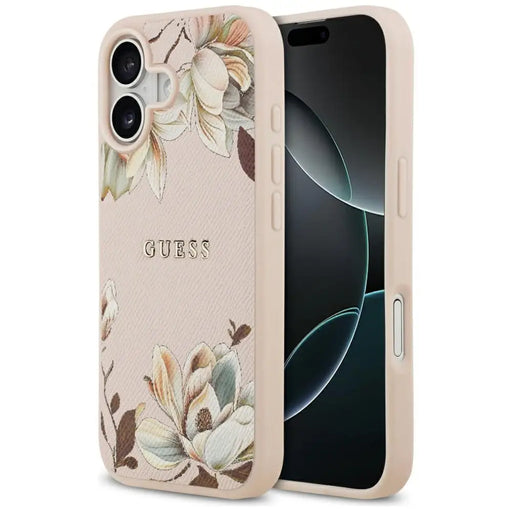 Калъф Guess Grained Flowers Classic Logo MagSafe iPhone 17