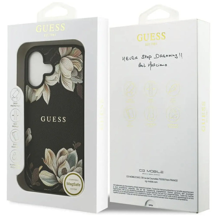 Калъф Guess Grained Flowers Classic Logo MagSafe за iPhone
